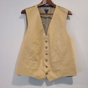 J Crew Larusmiani Tan Cotton 6 Button Vest